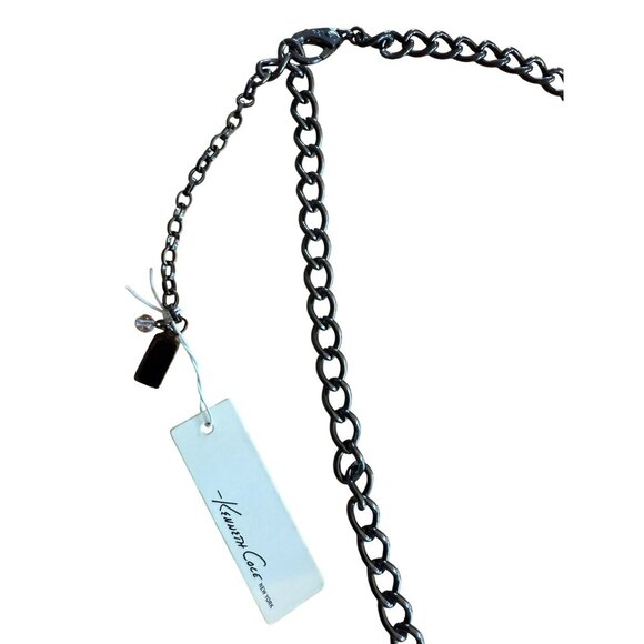 Kenneth Cole Womens Multi-Chain Necklace Black Stone Accents & Adjustable Extend - Picture 3 of 4